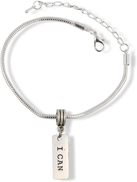 Emerald Park Jewelry I Can Bracelet | Inspirational Sayings Snake Chain Charm Bracelet