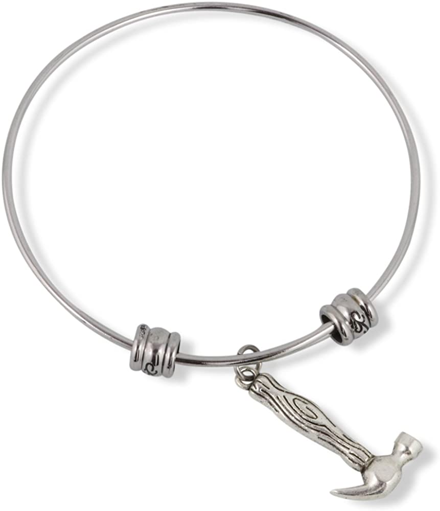 Hammer Bracelet Bangle Gifts for A Proud Builder Carpenter Mom Jewelry Carpenter Gifts for Men Jewlry Working Tools Charm Mom Accessories Stuff Gift for Kids Men Women Boys Girls Decor