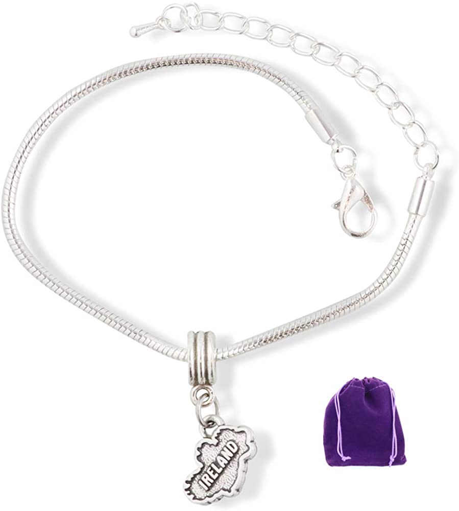 Ireland Country Map Snake Chain Charm Bracelet