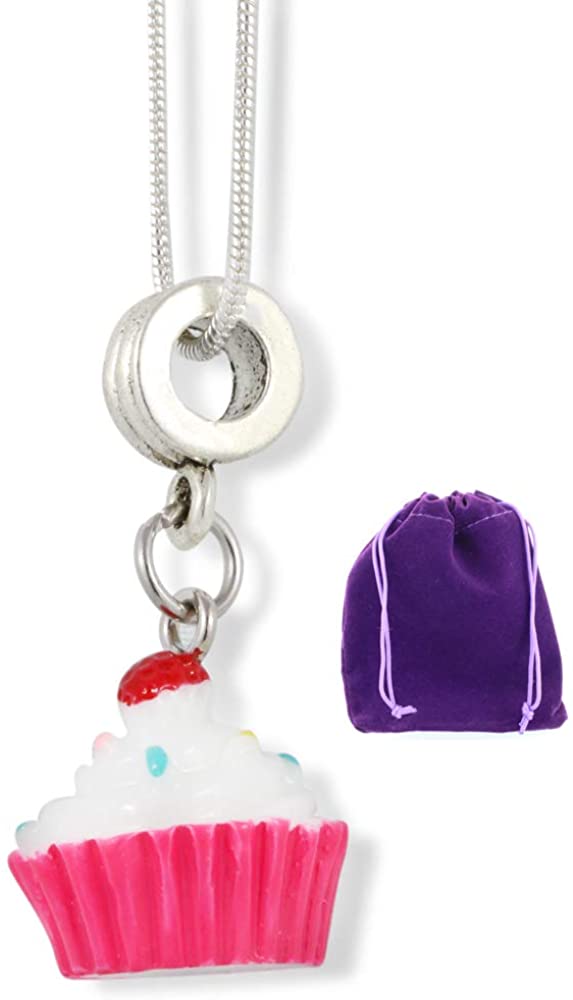 Cupcake Necklace | Cupcake Jewelry for Cupcake Lovers Cooks and Pastry Chefs Makes a Great Baker Necklace and Cake Jewelry for Men or Women