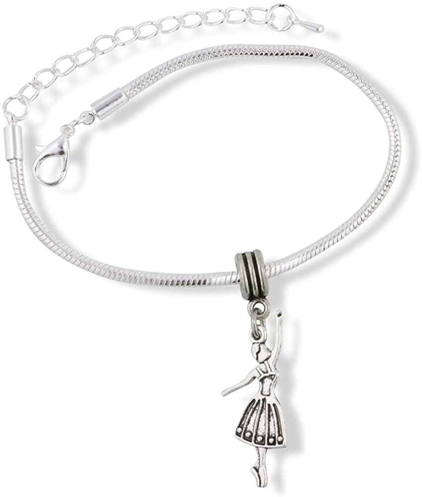 Dancer in Dress Snake Chain Charm Bracelet