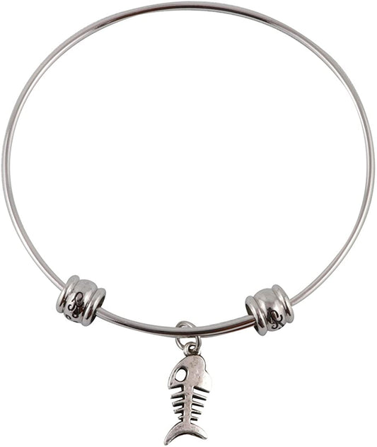 Emerald Park Jewelry Fish Skeleton Bones Fancy Bangle