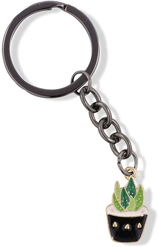 EPJ Aloe Vera Two Tone Green in Black Pot Charm Keychain