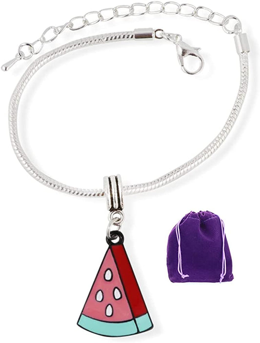 Watermelon Snake Chain Charm Bracelet