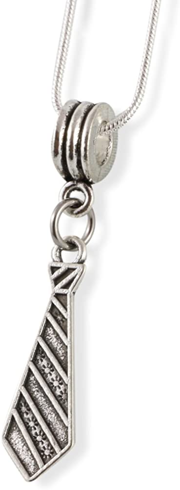 Neck Tie Striped Snake Chain Necklace