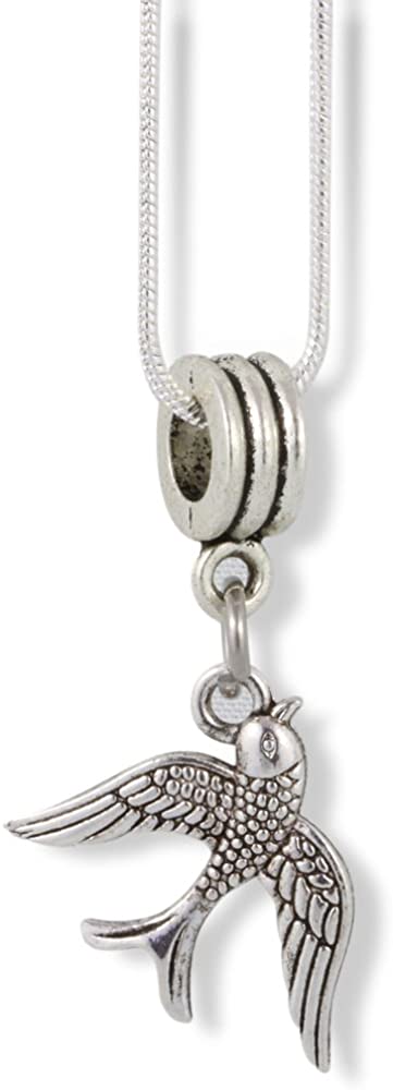 Emerald Park Jewelry Swallow Bird Flying Charm Snake Chain Necklace
