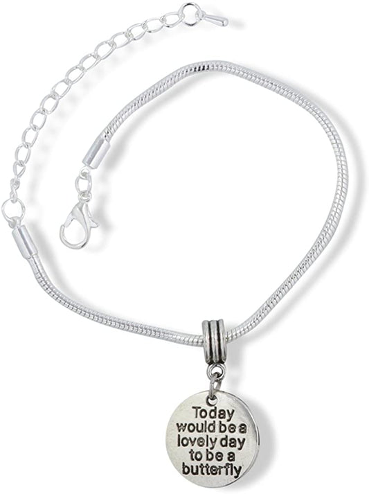 Emerald Park Jewelry Today Would Be a Lovely Day Text Sayings Snake Chain Charm Bracelet