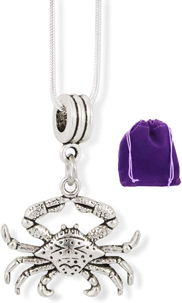 Emerald Park Jewelry Crab (with Detail on Shell) Charm Snake Chain Necklace