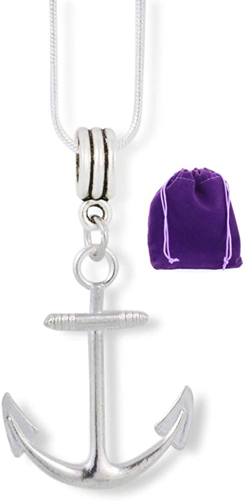 Emerald Park Jewelry Boat Anchor Necklace | Charm Snake Chain Pendant