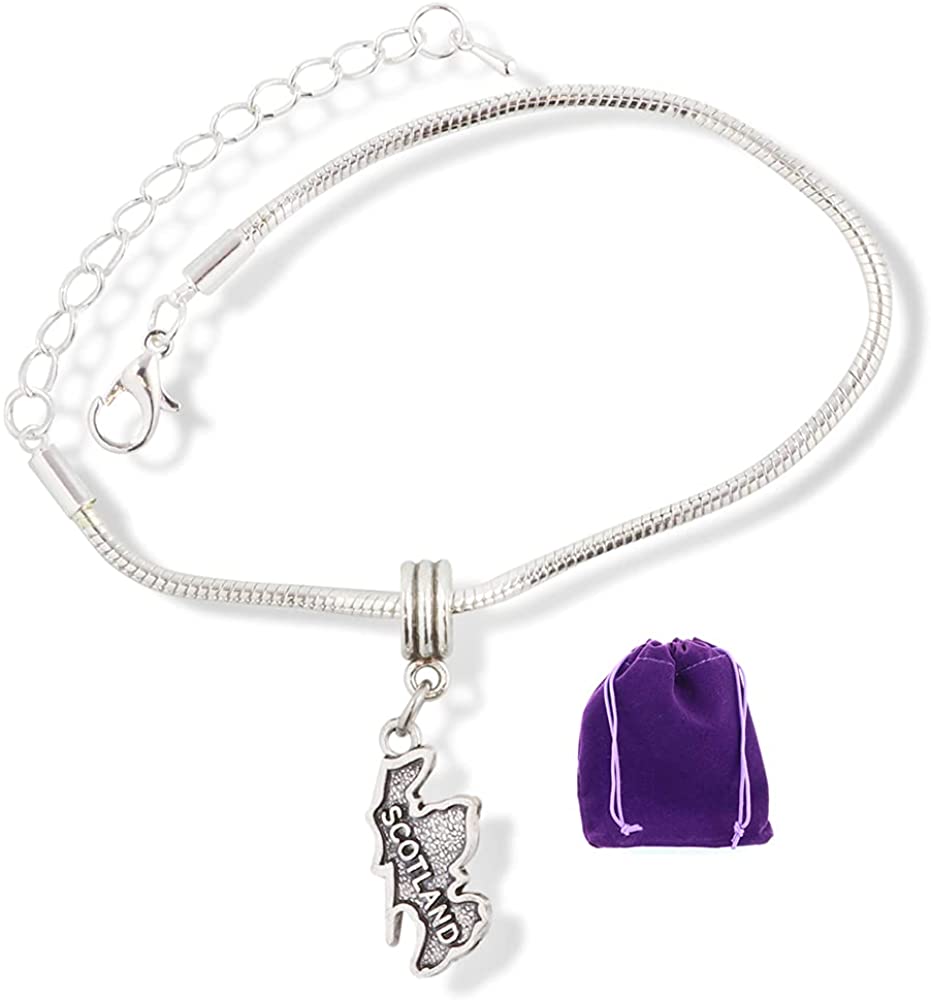 EPJ Scotland Bracelet | Scotland Charms for Bracelets Stainless Steel Snake Chain Charm Bracelet Gift for a Friend, Mom, Dad, Grandmother or Grandfather from Scotland
