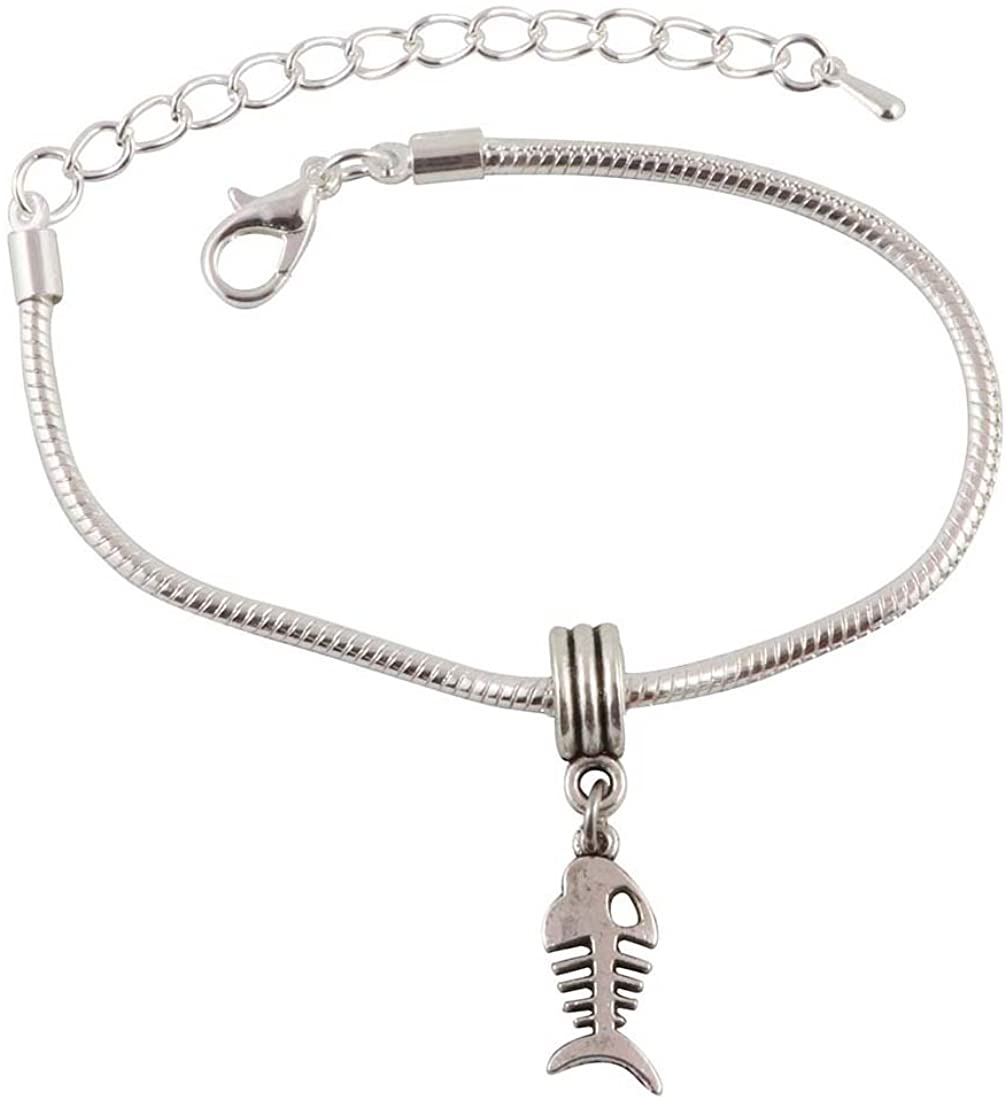 Emerald Park Jewelry Fish Bones Skeleton Snake Chain Charm Bracelet