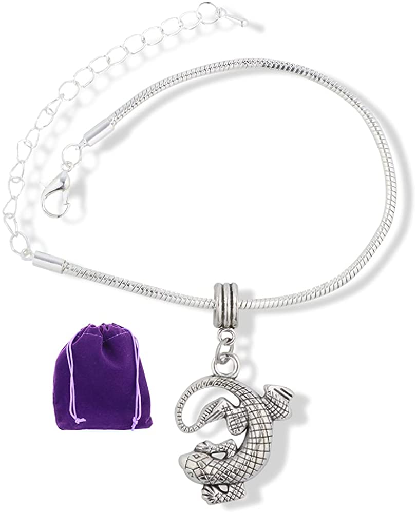 EPJ Lizard Bracelet | Hanging by Tail Stainless Steel Snake Chain Charm Bracelet