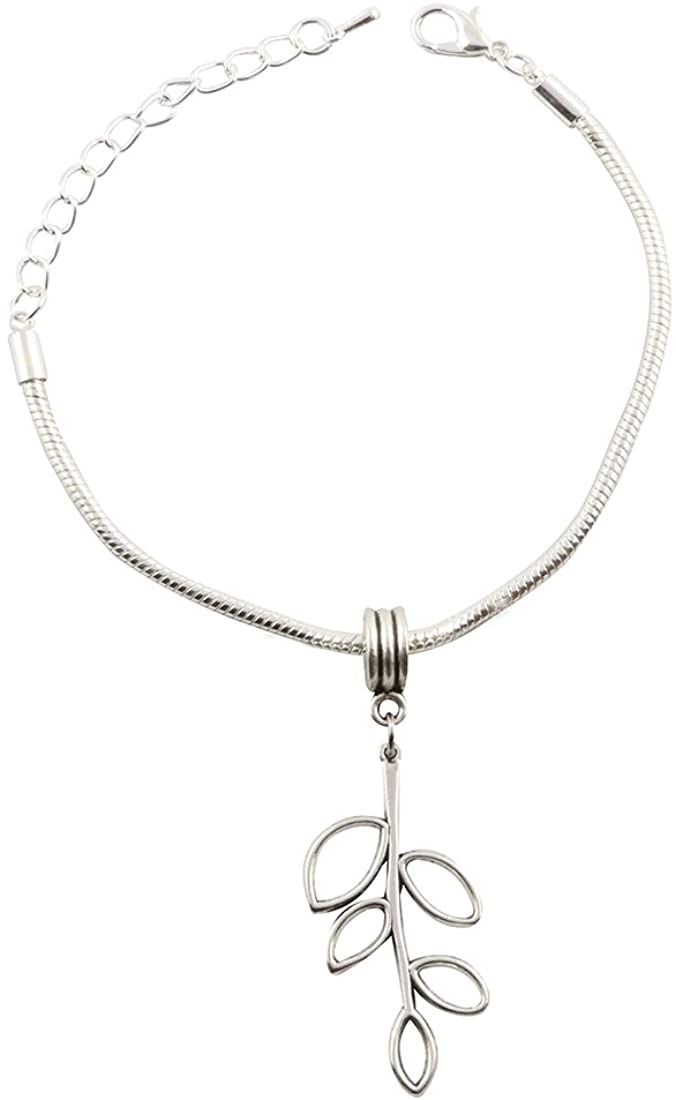 Emerald Park Jewelry Willow Leaf Snake Chain Charm Bracelet