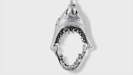 Shark Tooth Necklace | Shark Necklace on a 22 inch Stainless Steel Chain a Shark Jaw Charm on a Shark Tooth Necklace for Men and Women with Moveable Jaw Shark Charm with Shark Teeth for Biting Action