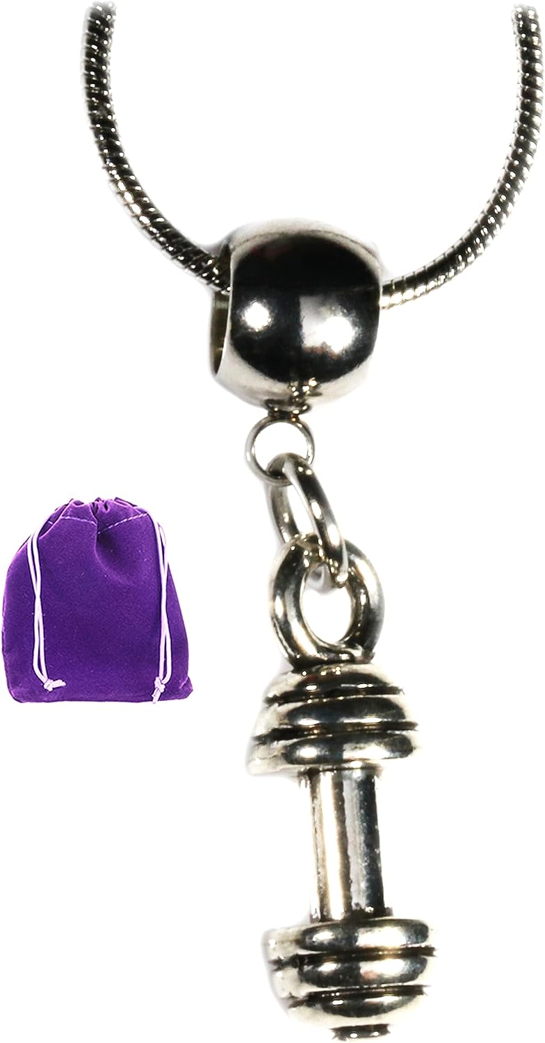 Dave The Bunny Gym Rat Gifts - Dumbbell Necklace for Men or Weight Lifting Necklace for Men and Women