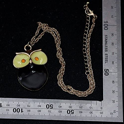 Black Owl with Yellow Eyes Charm Snake Chain Necklace