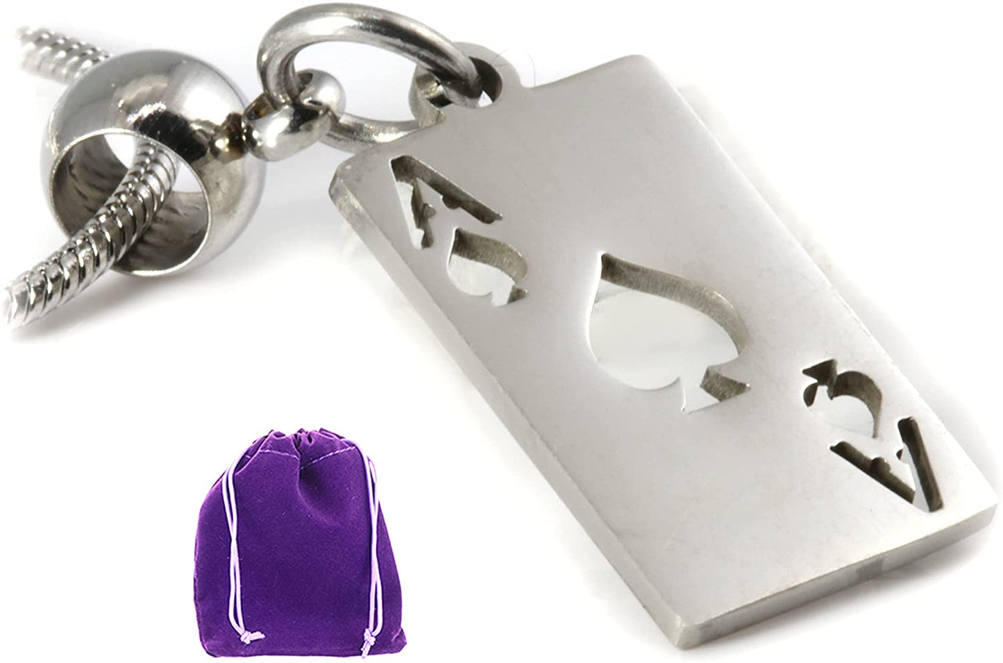 Ace of Spade Pendant | Great 100% STAINLESS STEEL Poker Gifts for Men of an Ace Pendant or Ace of Spades Chain and Spades Jewelry with a Metal Ace Card and Ace Necklace One Piece and Ace Charm