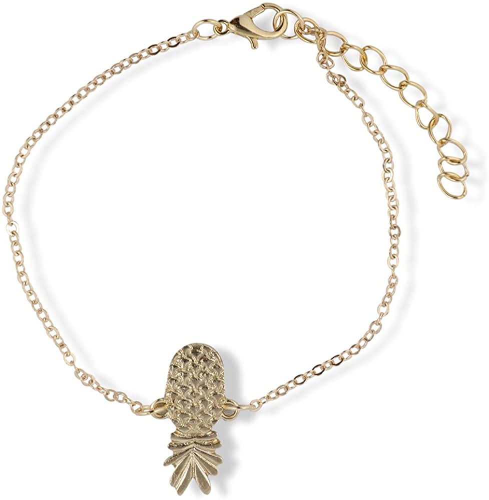 Emerald Park Jewelry Pineapple Gold Coloured Chain Charm Bracelet