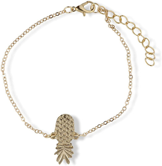 Emerald Park Jewelry Pineapple Gold Coloured Chain Charm Bracelet