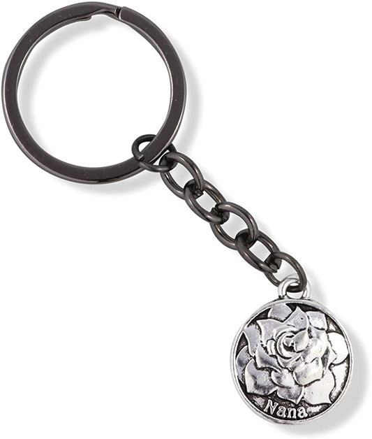 Nana on Flower Charm Keychain