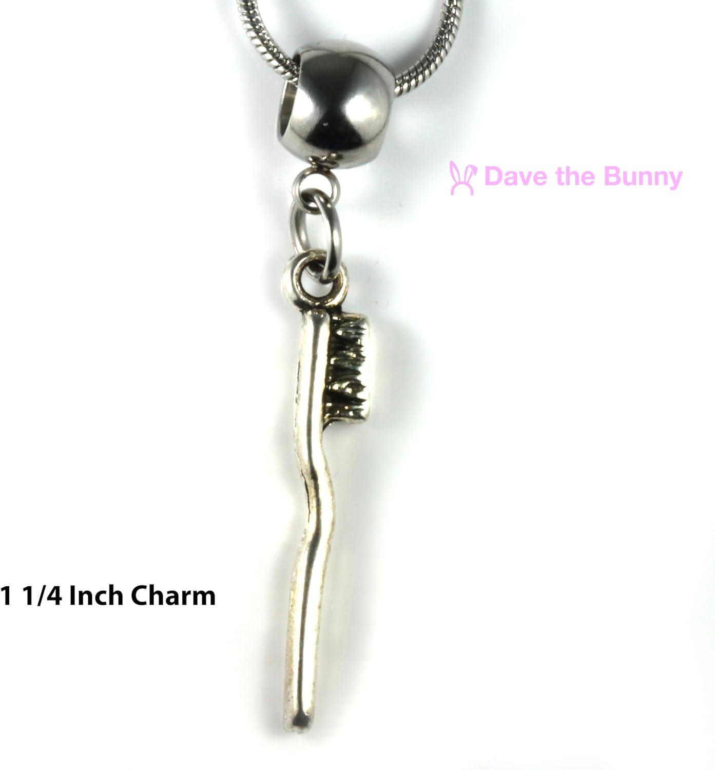 Dental Assistant Accessories - Toothbrush Charm on Stainless Steel Snake Chain with Alloy Charm, Perfect for Oral Care Professionals, Ideal Dental Assistant must haves Accessory