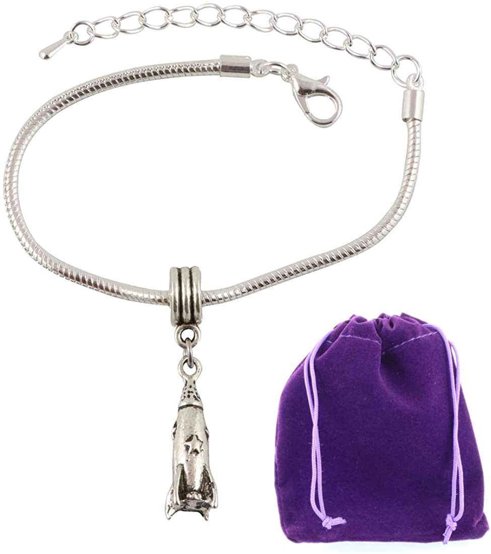 Space Bracelet Rocket Gift Gifts for Women and Men Jewelry Jewlry Space Rocket Ship NASA Rocketship Charm Accessories Stuff Gift for Men Women Decor