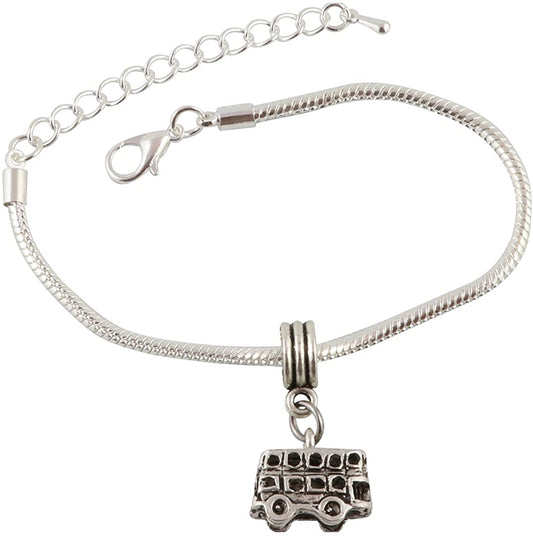 Emerald Park Jewelry Double Decker Bus Snake Chain Charm Bracelet