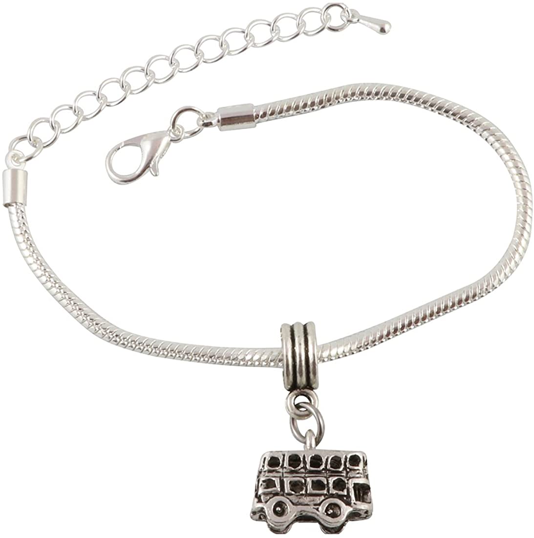 Emerald Park Jewelry Double Decker Bus Snake Chain Charm Bracelet