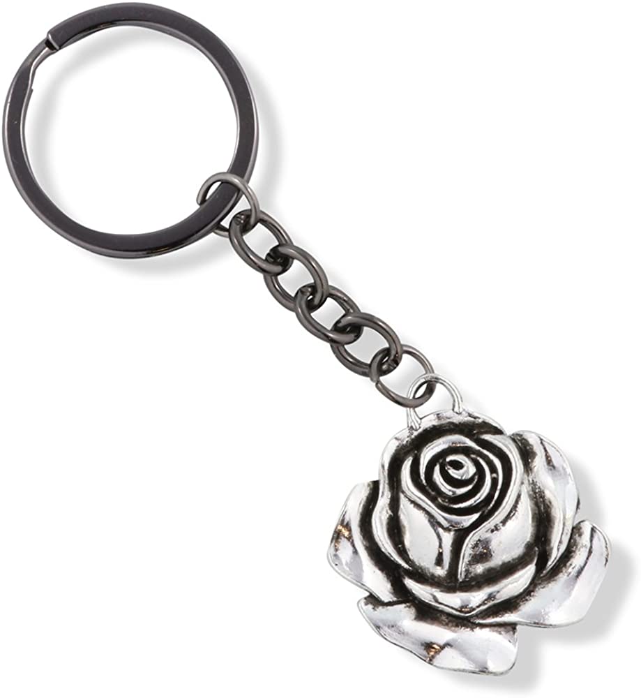 Emerald Park Jewelry Rose Flower Large Charm Keychain