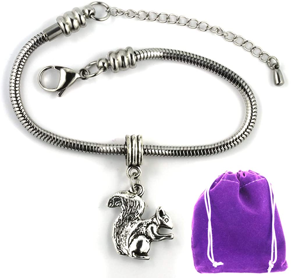 Dave The Bunny Squirrel Bracelet | Stainless Steel Snake Chain Bracelet