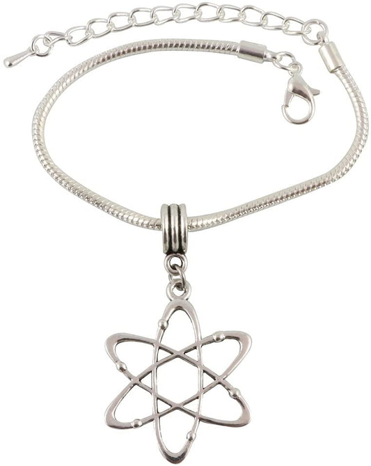Emerald Park Jewelry Atomic Science Symbol Snake Chain Charm Bracelet