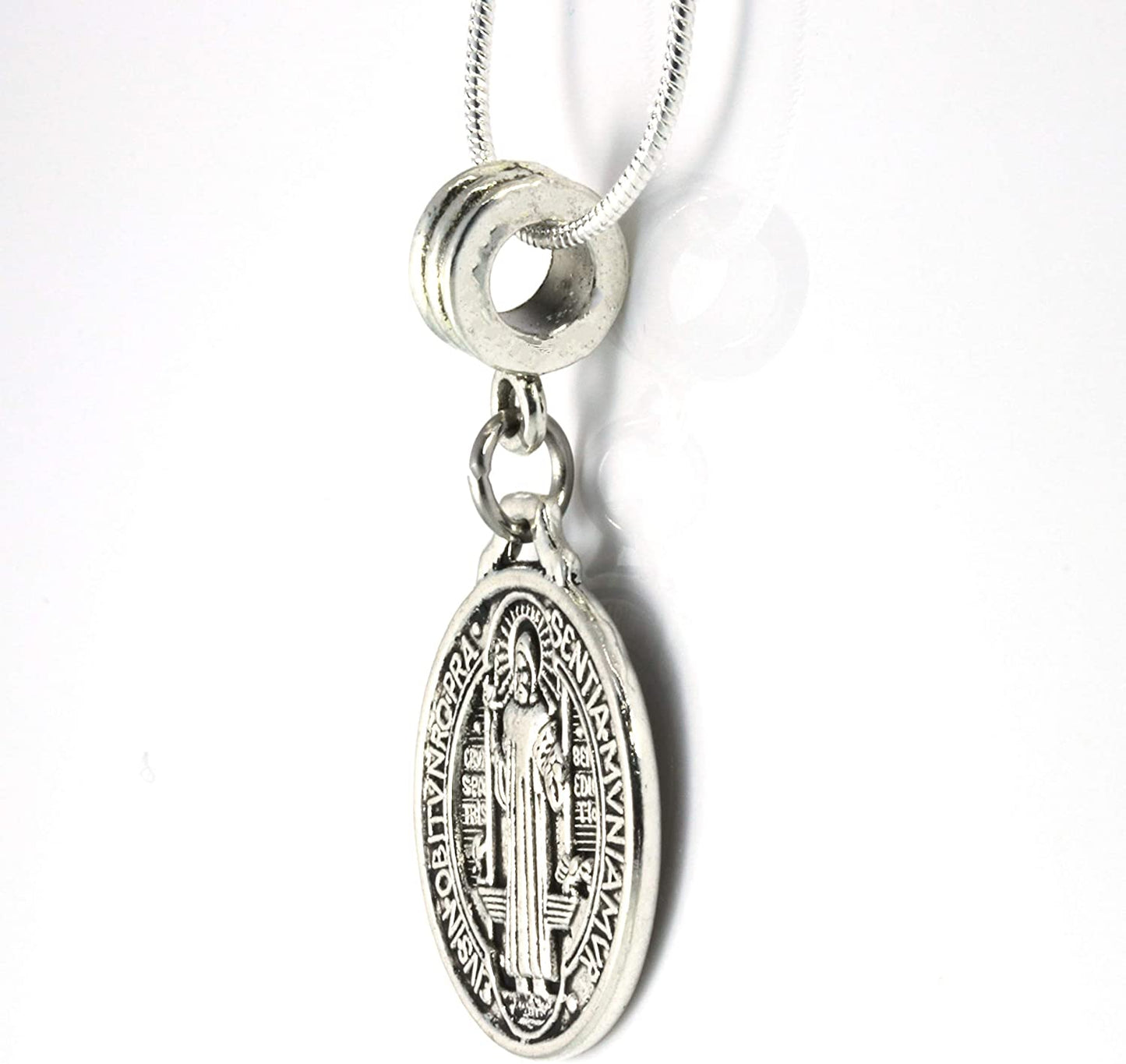St Benedict Necklace | St Benedict Medals Pendant on a 22 inch Stainless Steel Snake Chain Medallas de Hombre Gift for Men or Women Medalla de San Benito Saint Benedict Necklace of Protection