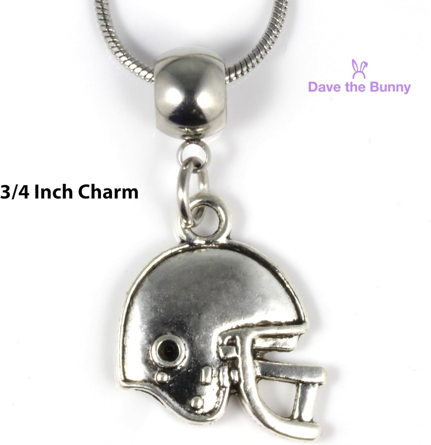 Dave The Bunny Football Necklace - Elegant Stainless Steel Snake Chain with Alloy Charm - Ideal Football Accessories, Perfect Football Stuff, Unique Football Gifts and Football Lovers Gift Ideas