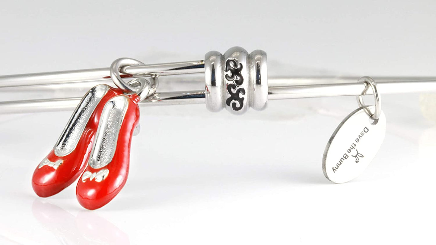 Wizard of Oz | Ruby Slippers Jewelry or Ruby Red Slippers Bracelet Bangle for Fans of The Wizard of Oz Gifts or Wizard of Oz Collectibles of Ruby Red Slippers for Dorothy from Wizard of Oz Party Favor