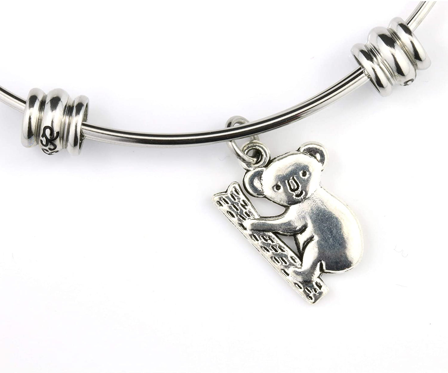 Koala Charm | Koala Gifts for Women Stainless Steel Hypoallergenic Bracelet Bangle Koala Bear Jewelry or Koala Bracelet and Beautiful Bear Jewelry for Women and Australia Souvenir