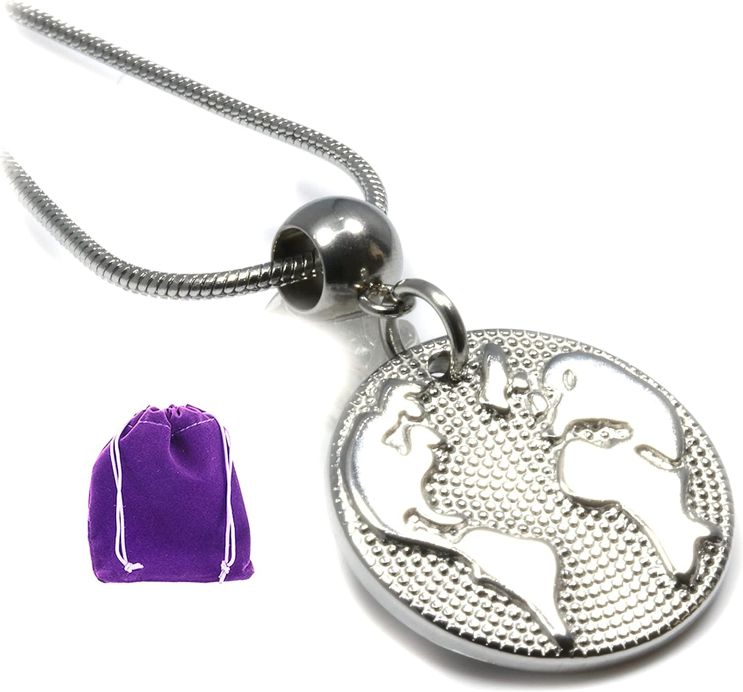 Earth Necklace - A Planet Necklace and Cute Graduation Necklace or Earth Globe Necklace and Earth Jewelry or World Map Jewelry for Women and Men as Cute Graduation Gift or travel themed jewelry