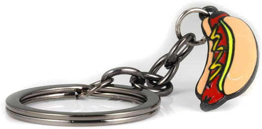 Hot Dogs Keychain | Food Keychain or Funny Keychain that shows a Hot Dog Keychain with Condiments is a Great Gift for Men oe Women who Love a Novelty Keychain or Weird Keychain or Mini Food Keychain