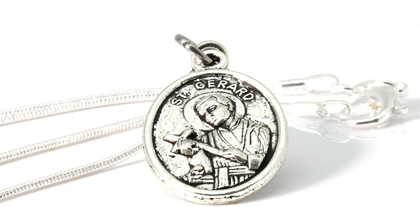 St Gerard Necklace for Pregnancy | Patron Saint of Pregnancy Charm Necklace St Gerard Pendant on a 22 inch Silver Plated Snake Chain Necklace with a Beautiful St Gerard Charm Fertility Charm for Women