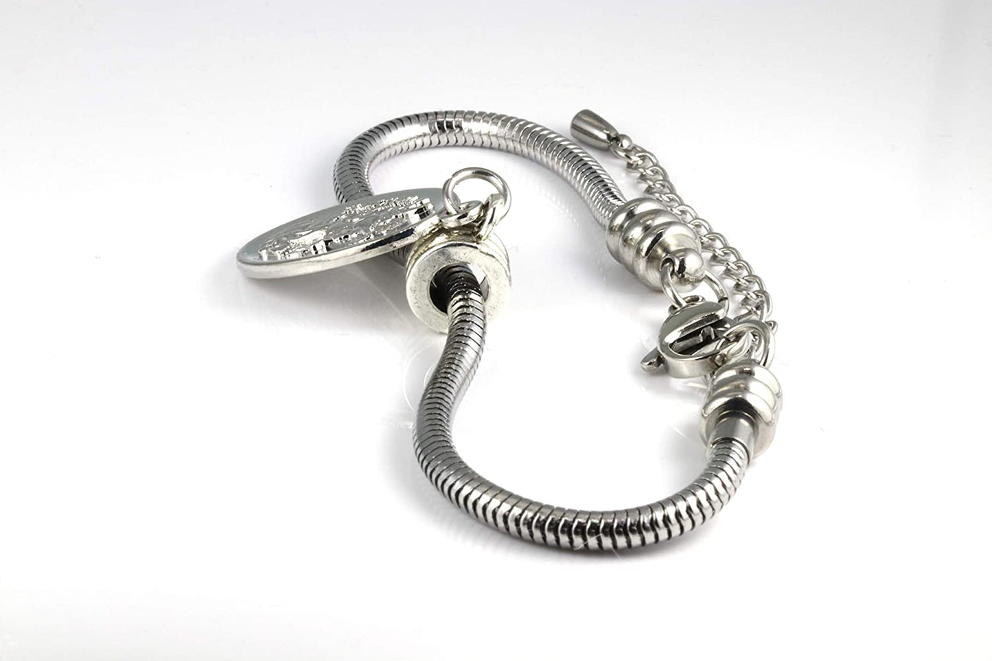 Archangel Michael Bracelet | St Michael Religious Bracelets for Women Hypoallergenic Stainless Steel Snake Chain Charm Bracelet A Saint Michael Bracelet for Saint Michael Police Charm Jewelry