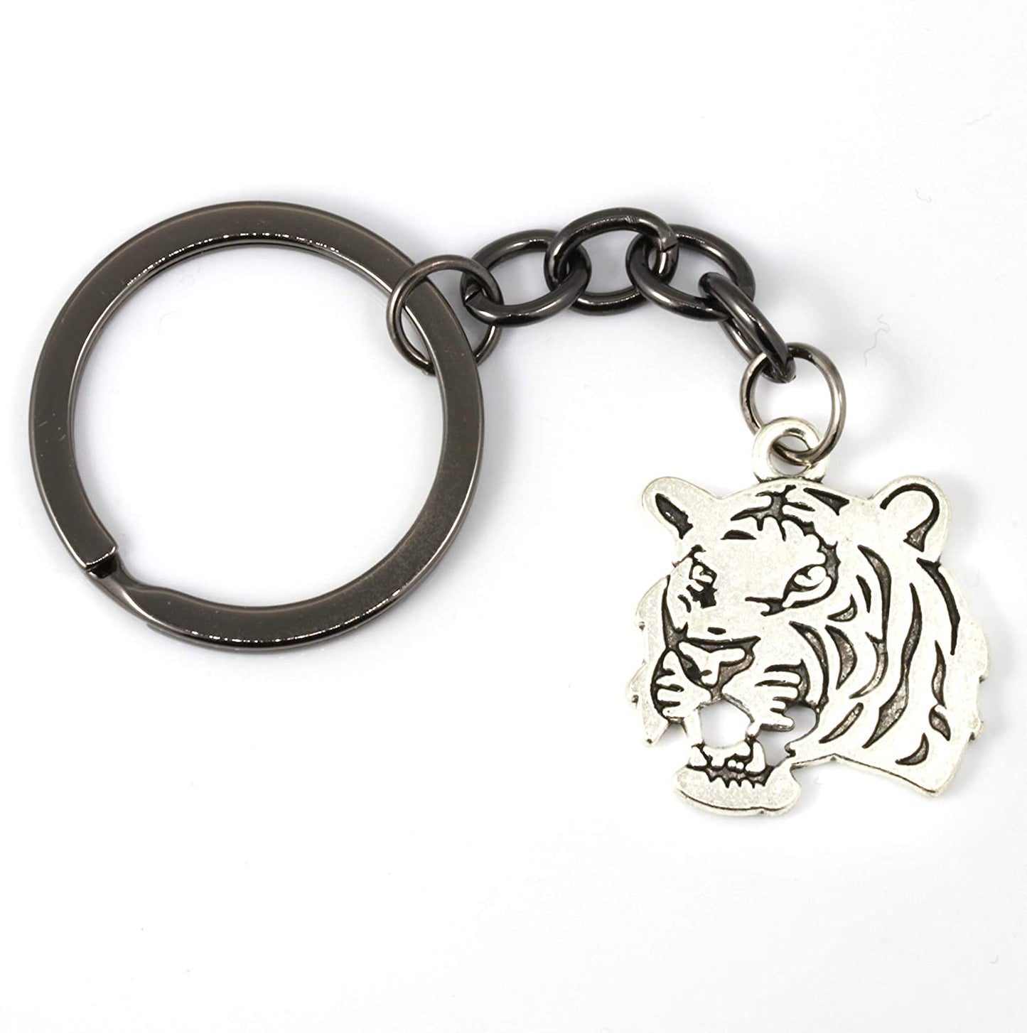 Emerald Park Jewelry Tiger Keychain | A Great Animal Keychain or Tiger Accessories Women and Men will Love, Silver, Large
