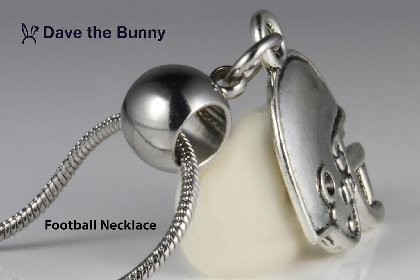 Dave The Bunny Football Necklace - Elegant Stainless Steel Snake Chain with Alloy Charm - Ideal Football Accessories, Perfect Football Stuff, Unique Football Gifts and Football Lovers Gift Ideas