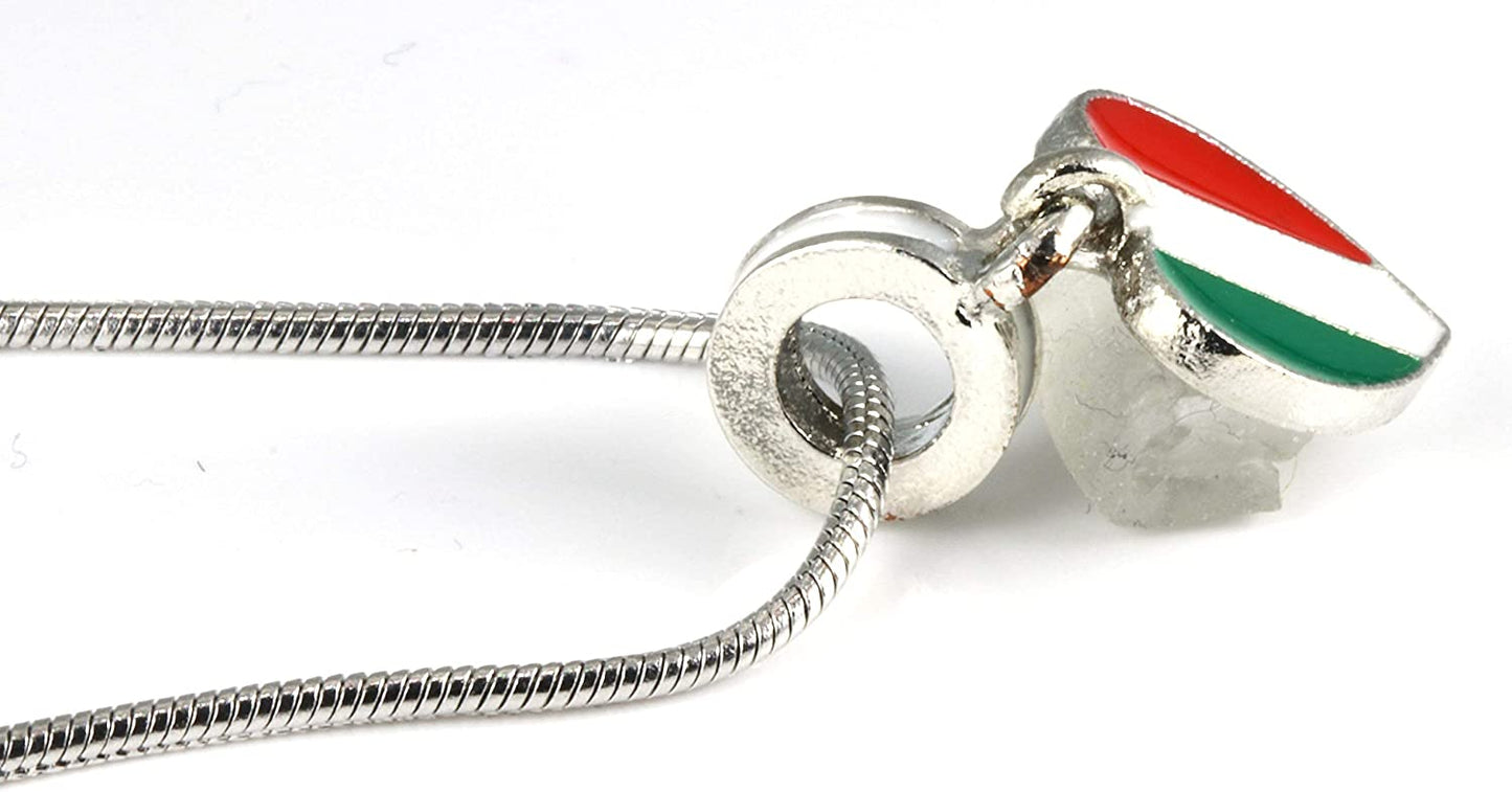 Italian Gifts | Italian Flag Necklace with an Italy Charm on a Snake Chain Italian Necklace a Great Italian Good Luck Charm or Italian Fashion for Women and Men makes Great Italy Party Favors or Gifts