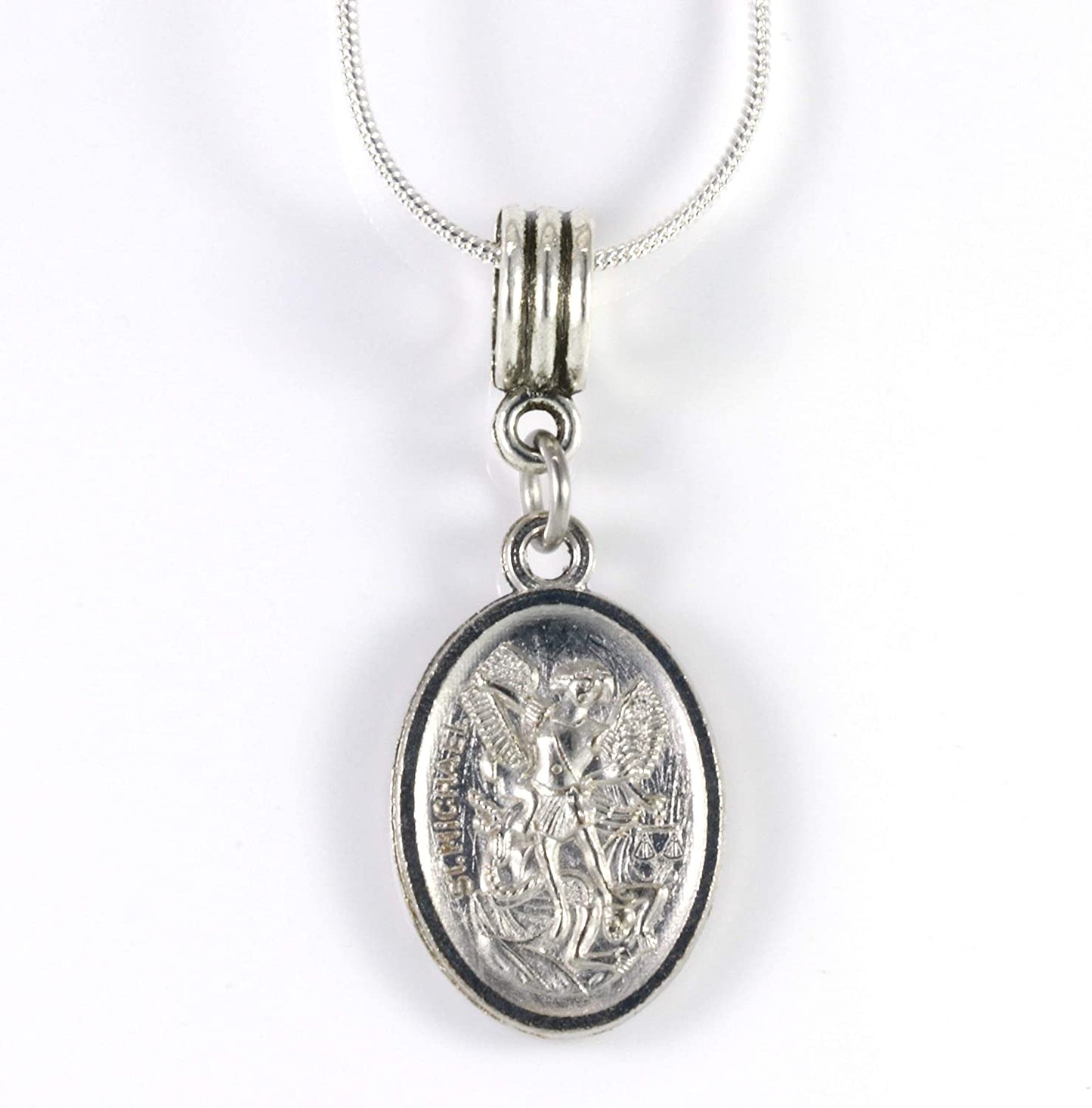 St Michael Necklace for Men | A Saint Michael Necklace for Men or Women on a 22 inch Stainless Steel Snake Chain Necklace A Great Saint Michael Pendant with Archangel Michael Protection of St Michael