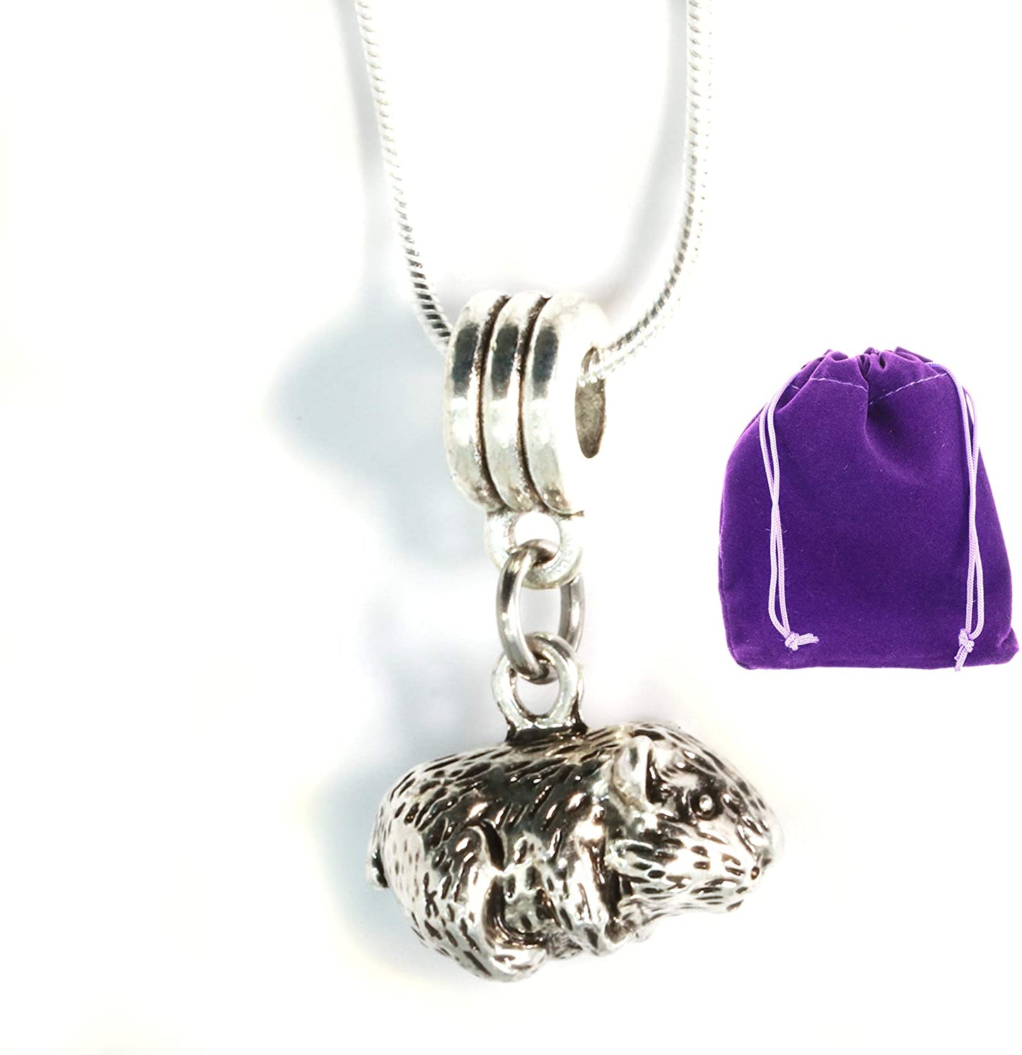 Guinea Pig Jewelry | Guinea Pig Necklace on a 22 inch Silver Plated Snake Chain Great Guinea Pig Gifts for Women or Great Guinea Pig Memorial Gifts for the Loved Guinea Pig that has Passed Away