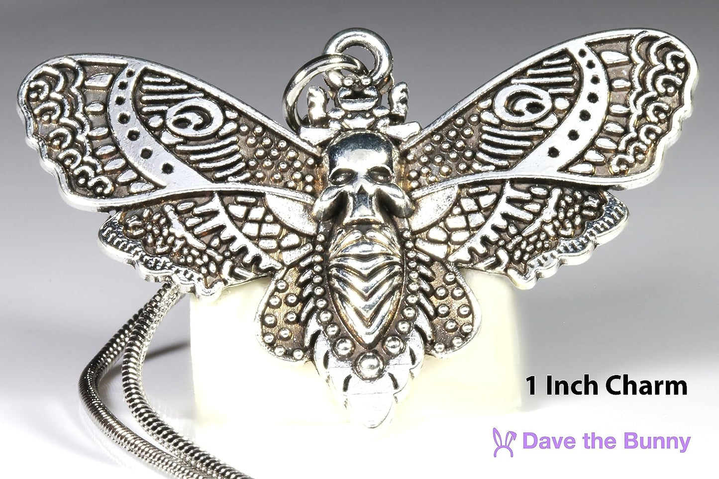 Dave The Bunny Gothic Jewelry for Men - Death Head Moth Necklace or Silver Butterfly Necklace for Women