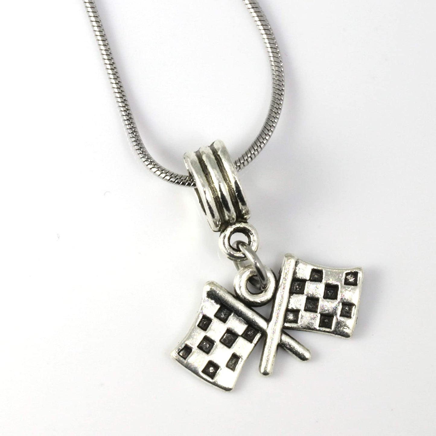 Checkered Flag | Great Racing Gifts for Men and Women Checkered Flag Charm Necklace Pendant of Race Flags Formula 1 Racing or Car Racing Gifts or Motocross Jewelry for Women or Racing Stuff for Fans