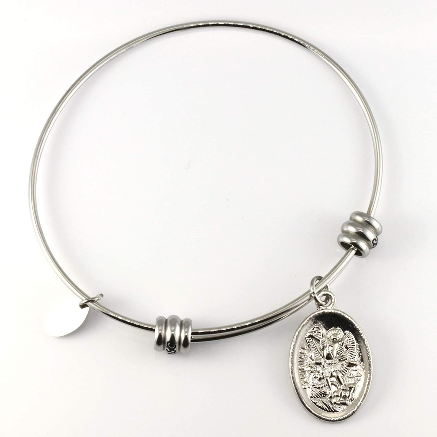 Archangel Michael | Protection Bracelets for Women Stainless Steel St Michael Bangle of Religious Jewelry for Women of Saint Michael or San Miguel Arcangel Protection Bracelet for Men and Women