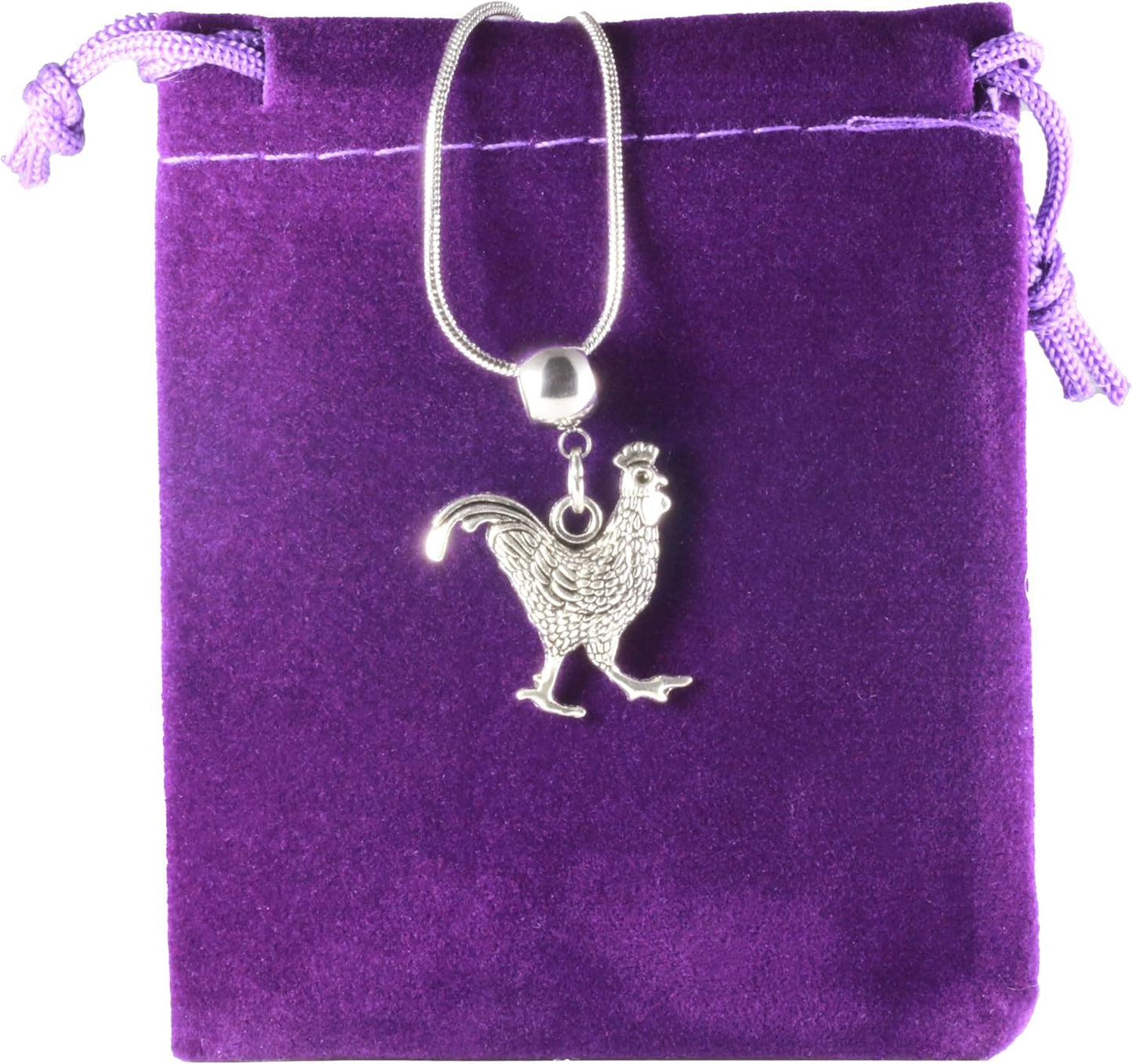 Chicken Necklace for Women and Men - Premium Stainless Steel Snake Chain with Alloy Charm - Chicken Decor, Ideal Chicken Accessories, Chicken Things and Chicken Decorations for Home and Kitchen