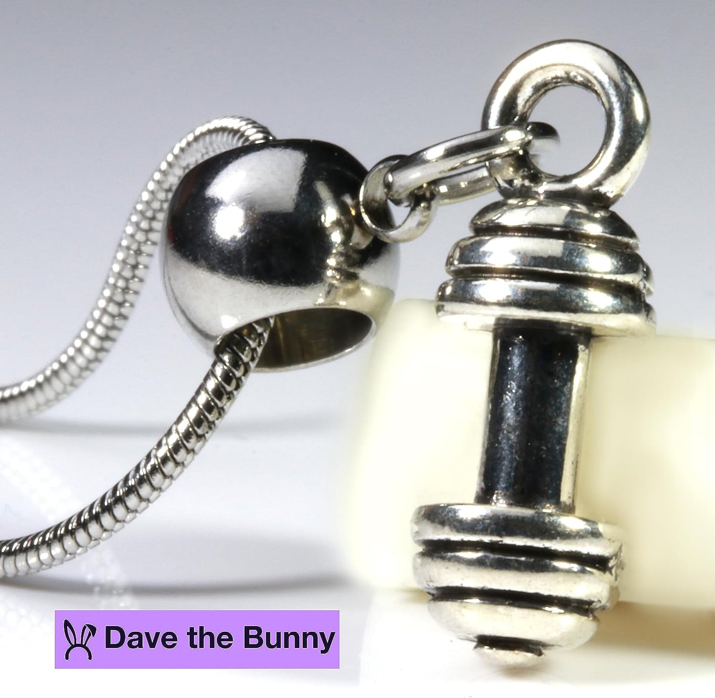 Dave The Bunny Gym Rat Gifts - Dumbbell Necklace for Men or Weight Lifting Necklace for Men and Women