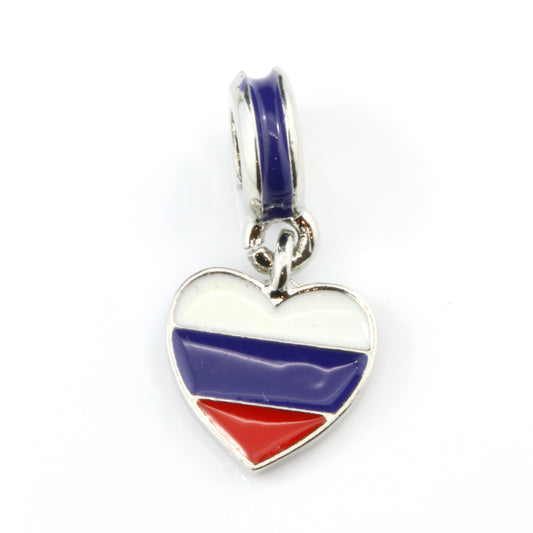 Russian Flag on Heart Charm